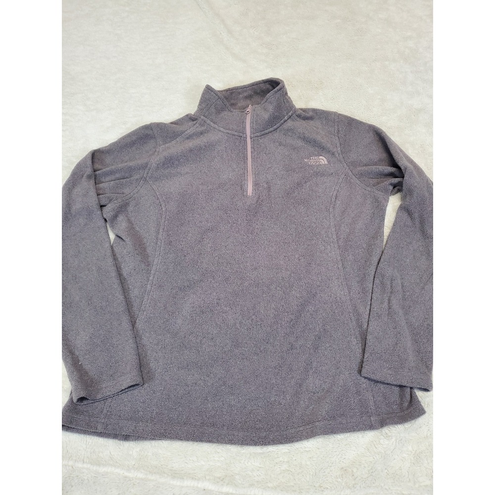 The North Face Muted Purple Fuzzy Fleece 1/4 Zip Sweater Large Casual Cozy Logo